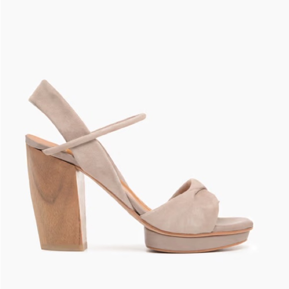 Coclico Uhoh Platform Heel In Faun Leather & Stone Suede Size Eu 36.5 / Us 6.5 View 3